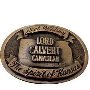 Whisky Belt Buckle Lord Calvert Canadian Spirit Of Kansas Whiskey Vintage